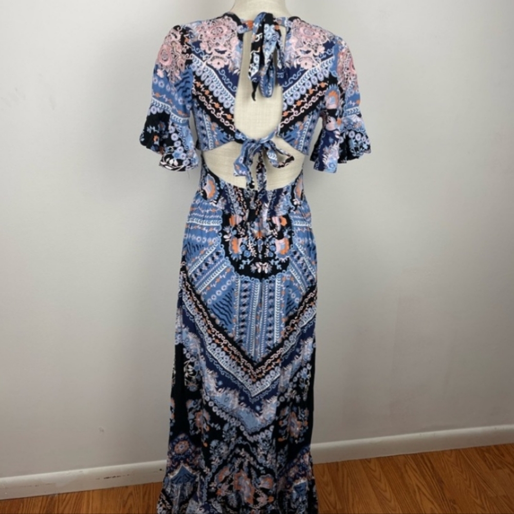 Free People Coco floral print blue maxi dress - Picture 3 of 5